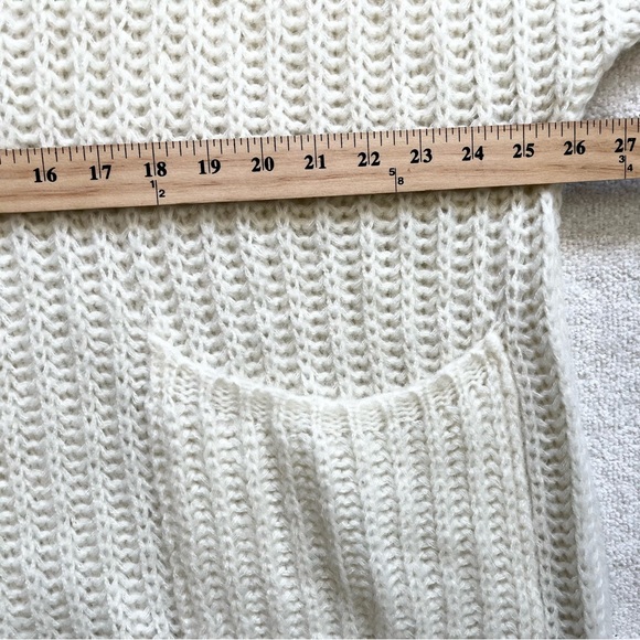 FREE PEOPLE OVERSIZED Deep Vee Patch Pocket Ivory Tunic Wool Blend - Picture 6 of 8